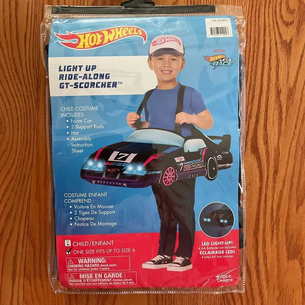Hot Wheels Halloween Costume Light Up Ride Along GT-Scorcher One Size